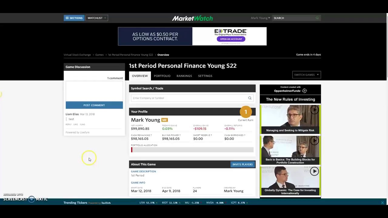 Market Watch: Purchasing a Stock