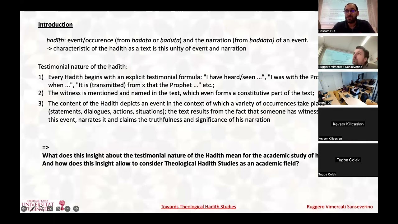 Vimercati Sanseverino, Towards Theological Hadith Studies, The hadith as transmitted testimony