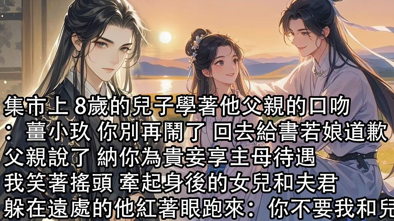 【完結】集市上 8歲的兒子學著他父親的口吻：薑小玖 你別再鬧了 回去給書若娘道歉，父親說了 納你為貴妾享主母待遇，我笑著搖頭 牽起身後的女兒和夫君，躲在遠處的他紅著眼跑來：你不要我和兒子了嗎？
