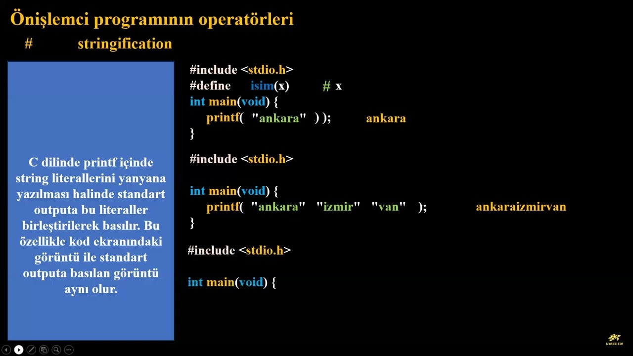 C dilinde Önişlemci programı operatörleri