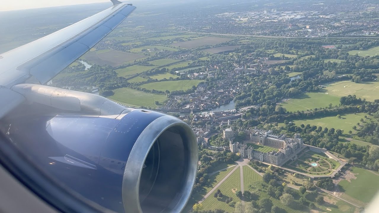 Beautiful Windsor Castle approach to Heathrow - British Airways A320