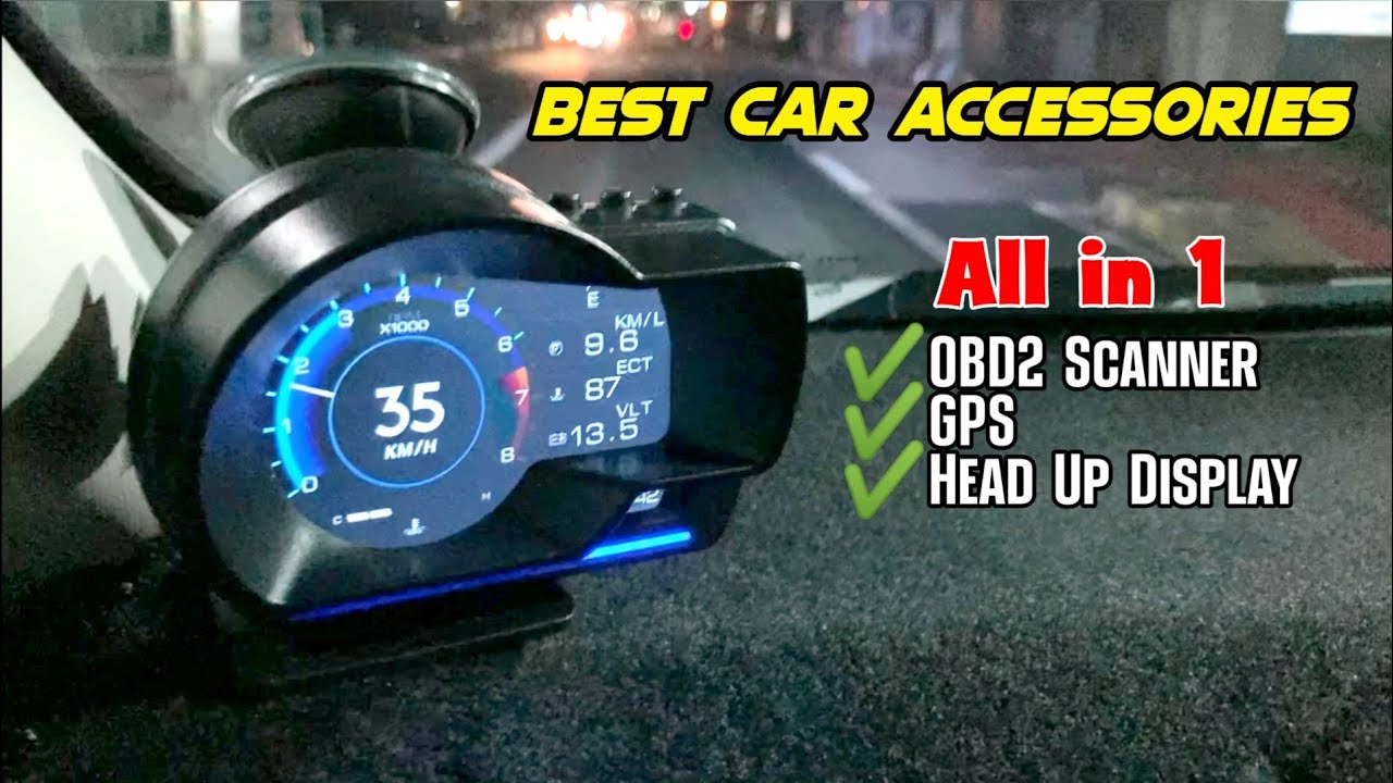 Best Car Accessories HUD Head Up Display Smart OBD2 Scanner GPS Alarm All in 1