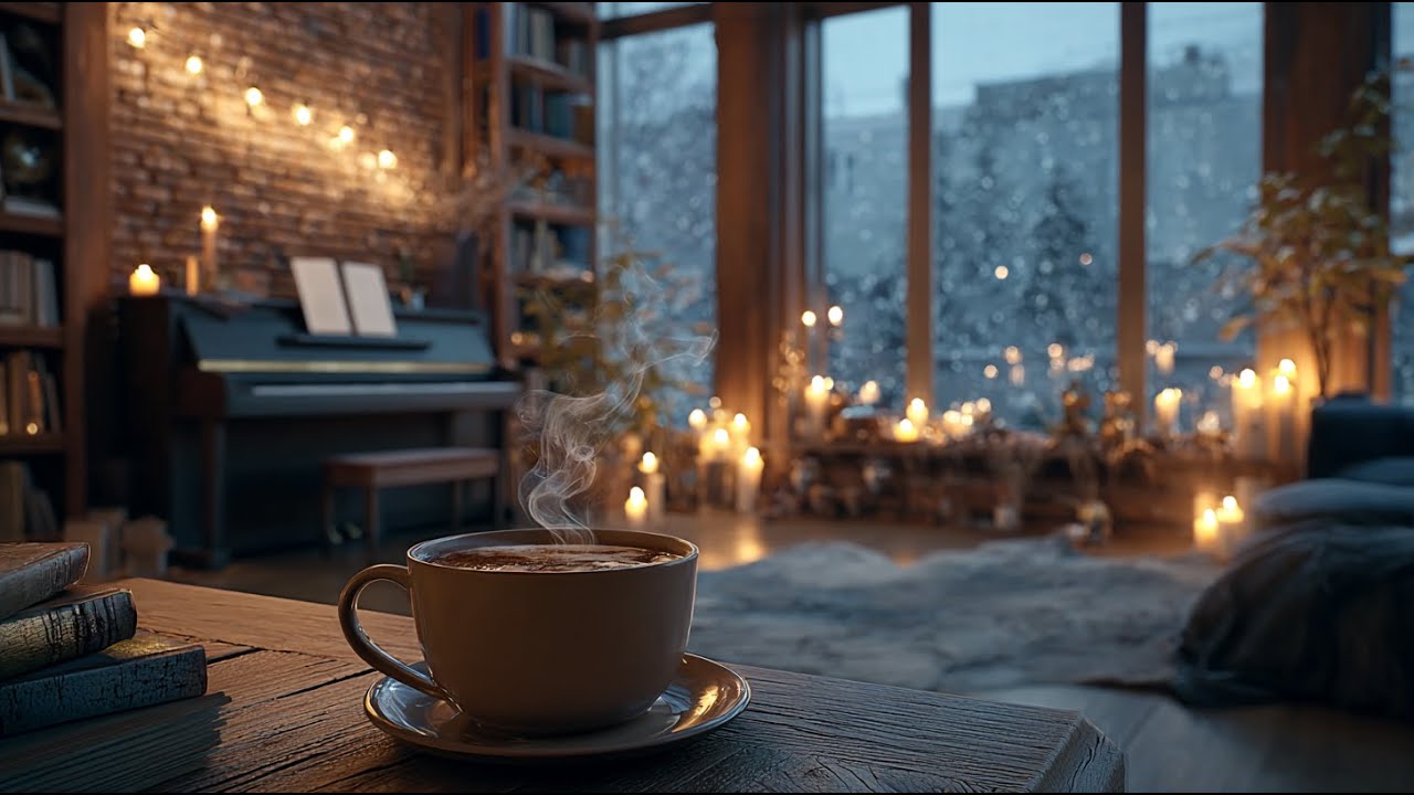 Soft Jazz Piano for Night Work | Calm Winter Evening, Christmas Glow