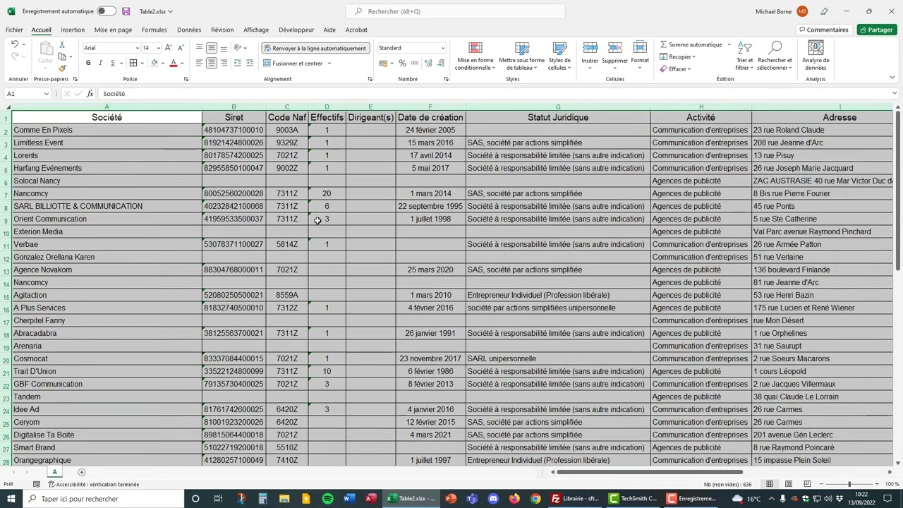 Mise en forme rapide d'un fichier de captation de prospects