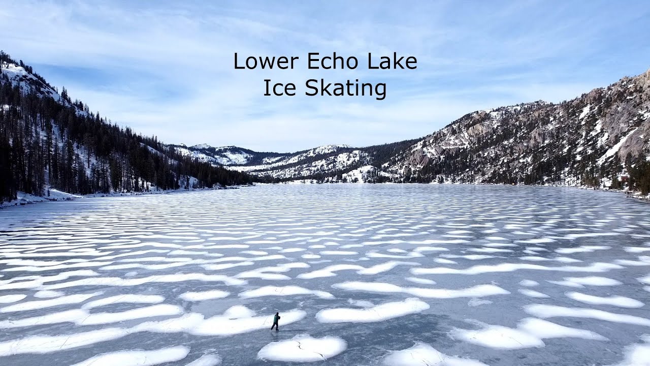 Echo Lake. Ice Skating. Drone Video
