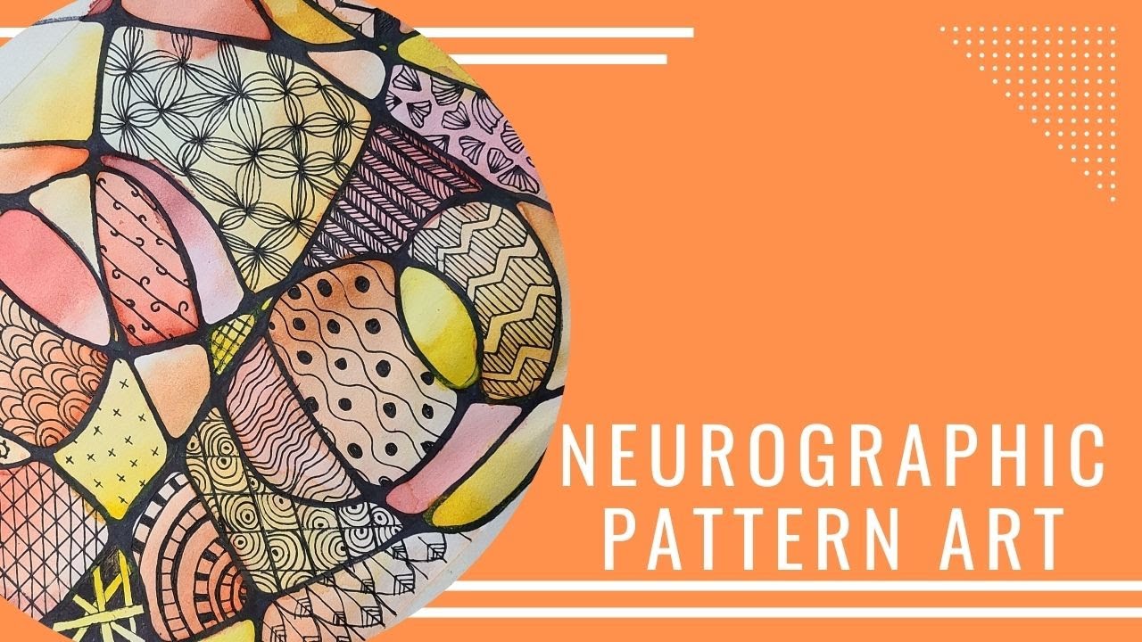 Neurographic and line pattern drawing with watercolor gradient | Art 1