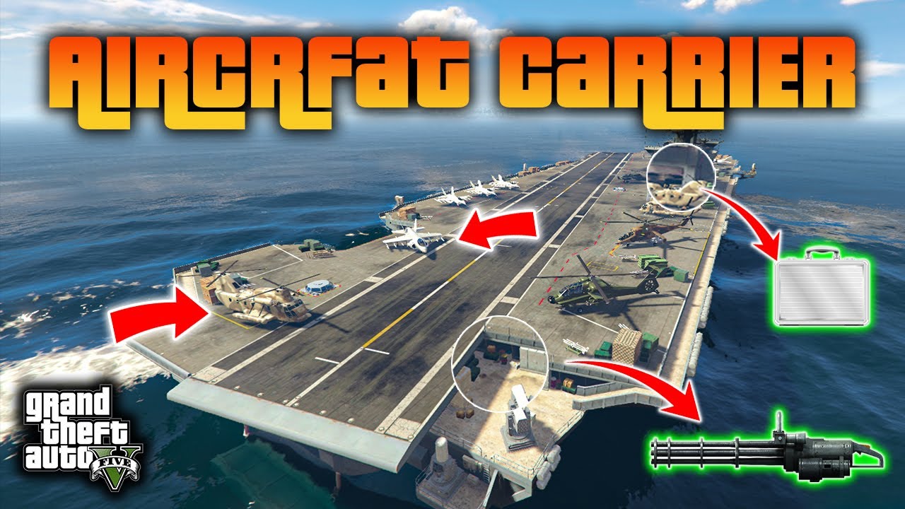 GTA 5 - Aircraft Carrier Location in Story Mode! (Minigun,MG & Money Case)