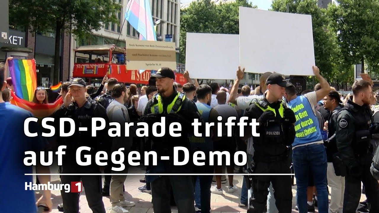 Gegendemonstration bei CSD-Parade - Bibelgruppe protestiert gegen Teilnehmende
