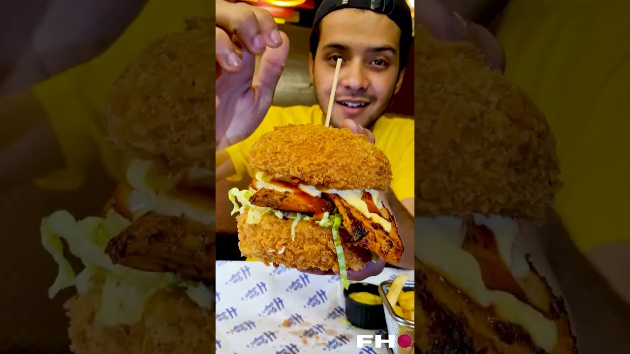 Can You Eat This Crispiest &ldquo;Fried Crunchos Burger '' In 3 Minutes ? | Hungers Den | Fhq