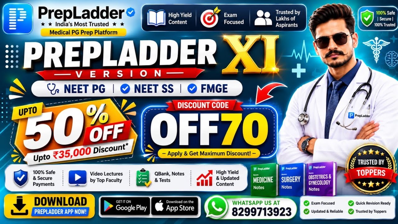 PrepLadder Coupon Code 2025 and 2026 | OFF70 | Get Upto 50% OFF + ₹35,000 Discount | NEET PG 2026