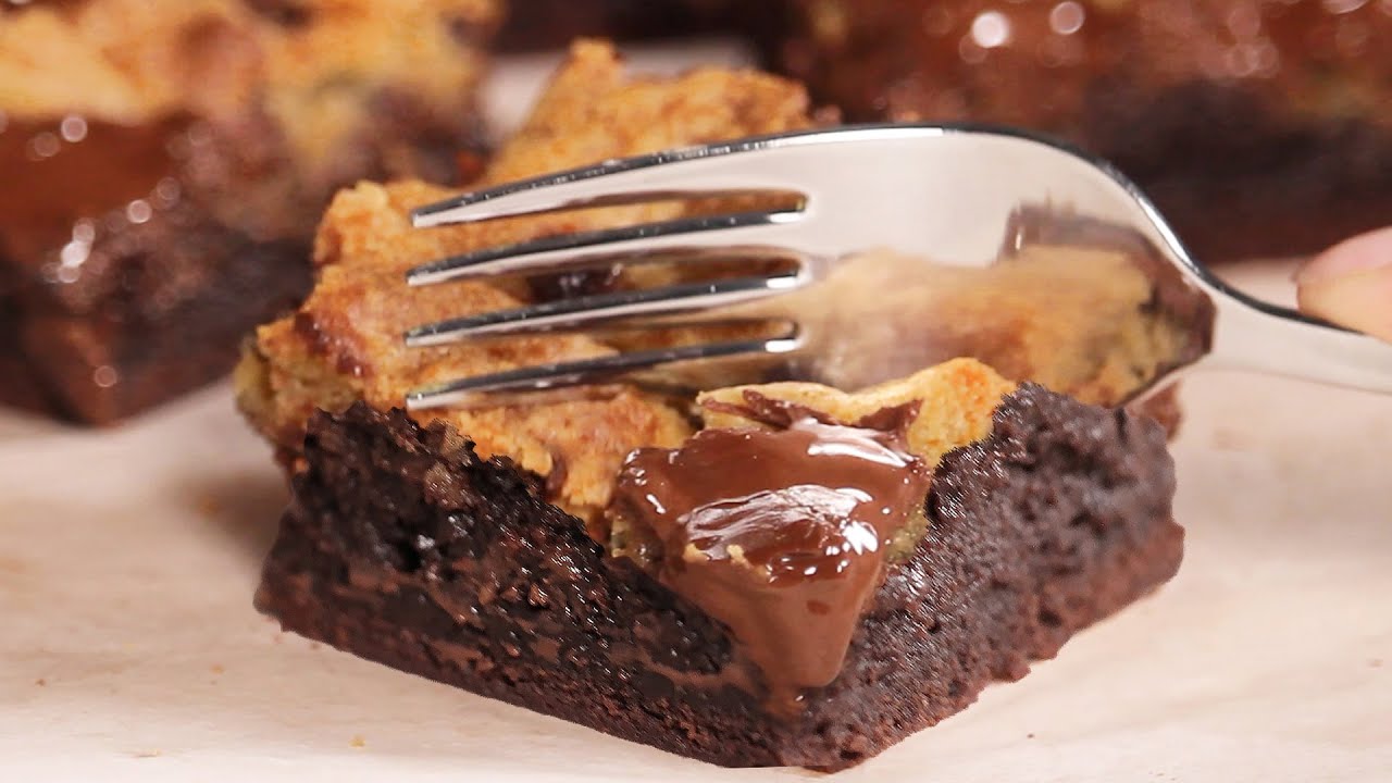Fudgy Eggless Chocolate Chip Cookie Brownies [ASMR] | How Tasty Channel