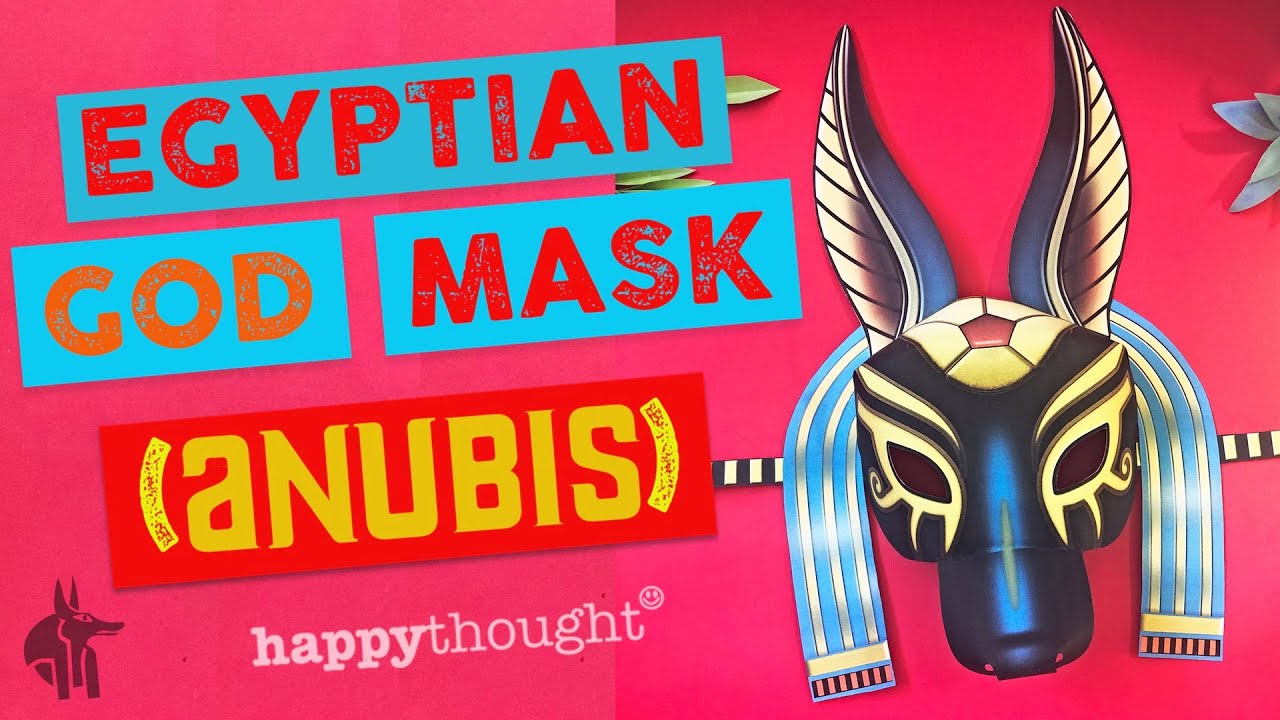 Make a 3D paper Anubis mask. Instant download printable Egyptian god mask template • Happythought