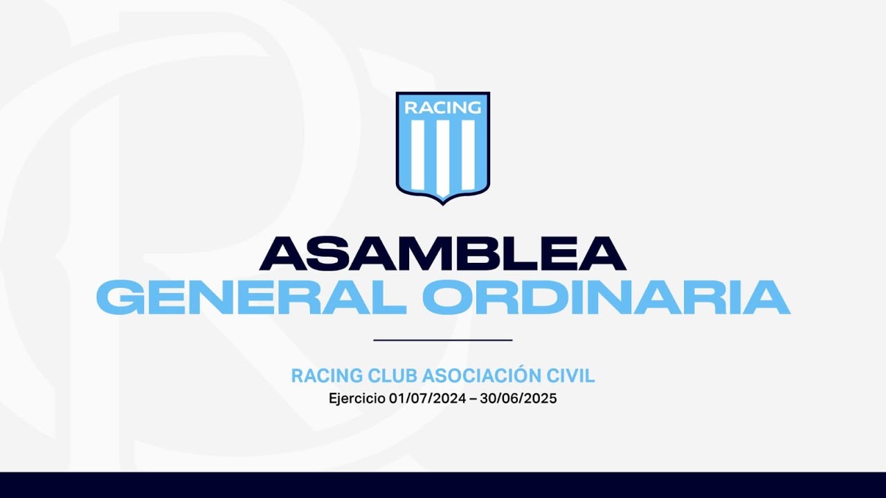 Asamblea ordinaria y extraordinaria | Centro Deportivo Racing Club (07 nov 2025)