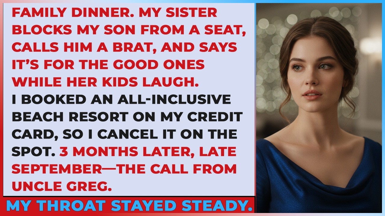 After she called my son a brat at the dinner table, I canceled the beach resort—uncle Greg's call