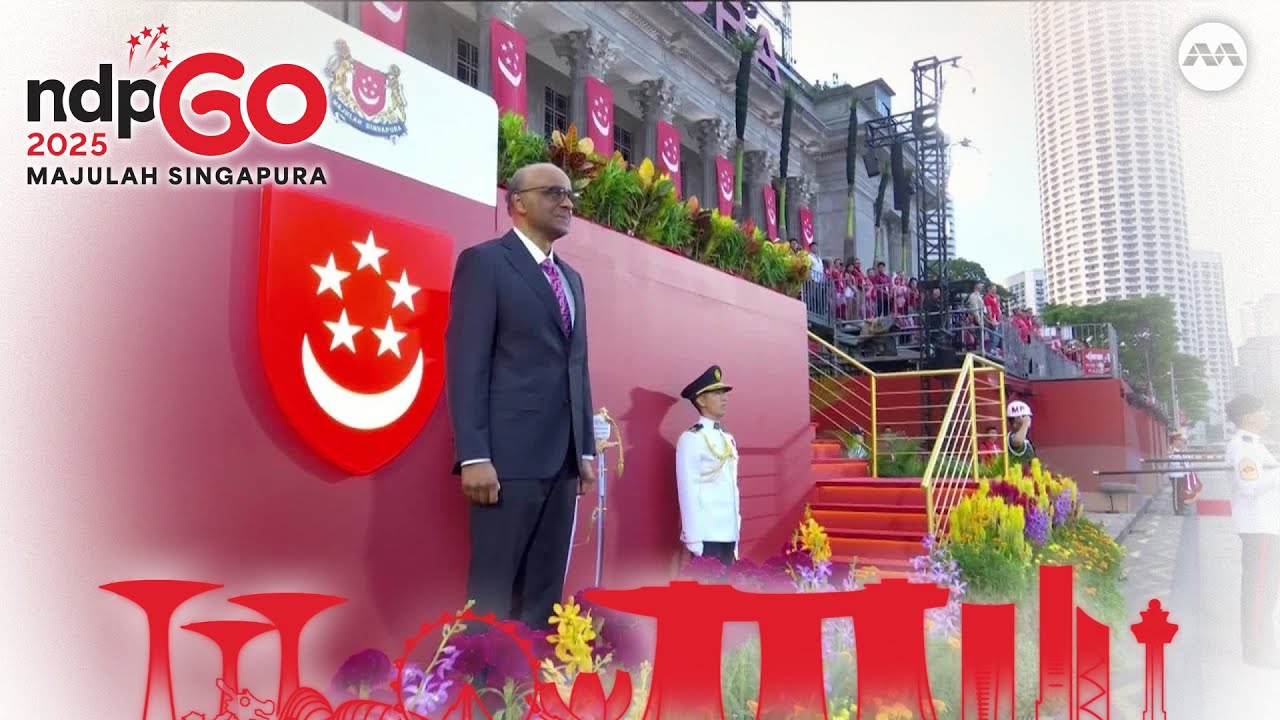 Singapore's President Tharman Shanmugaratnam arrives at the Padang | National Day Parade 2025