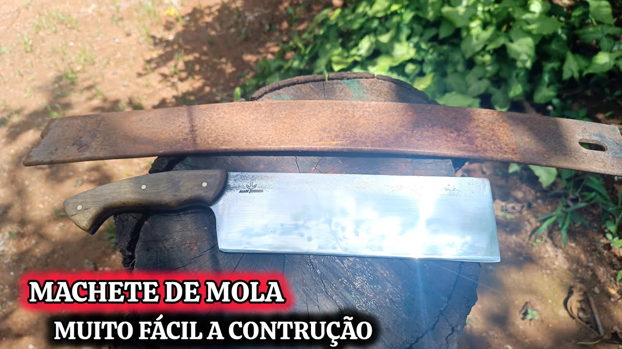 FACA ESTILO MACHETE FEITO COM MOLA VEICULAR, BEM F&Aacute;CIL DE FAZER.