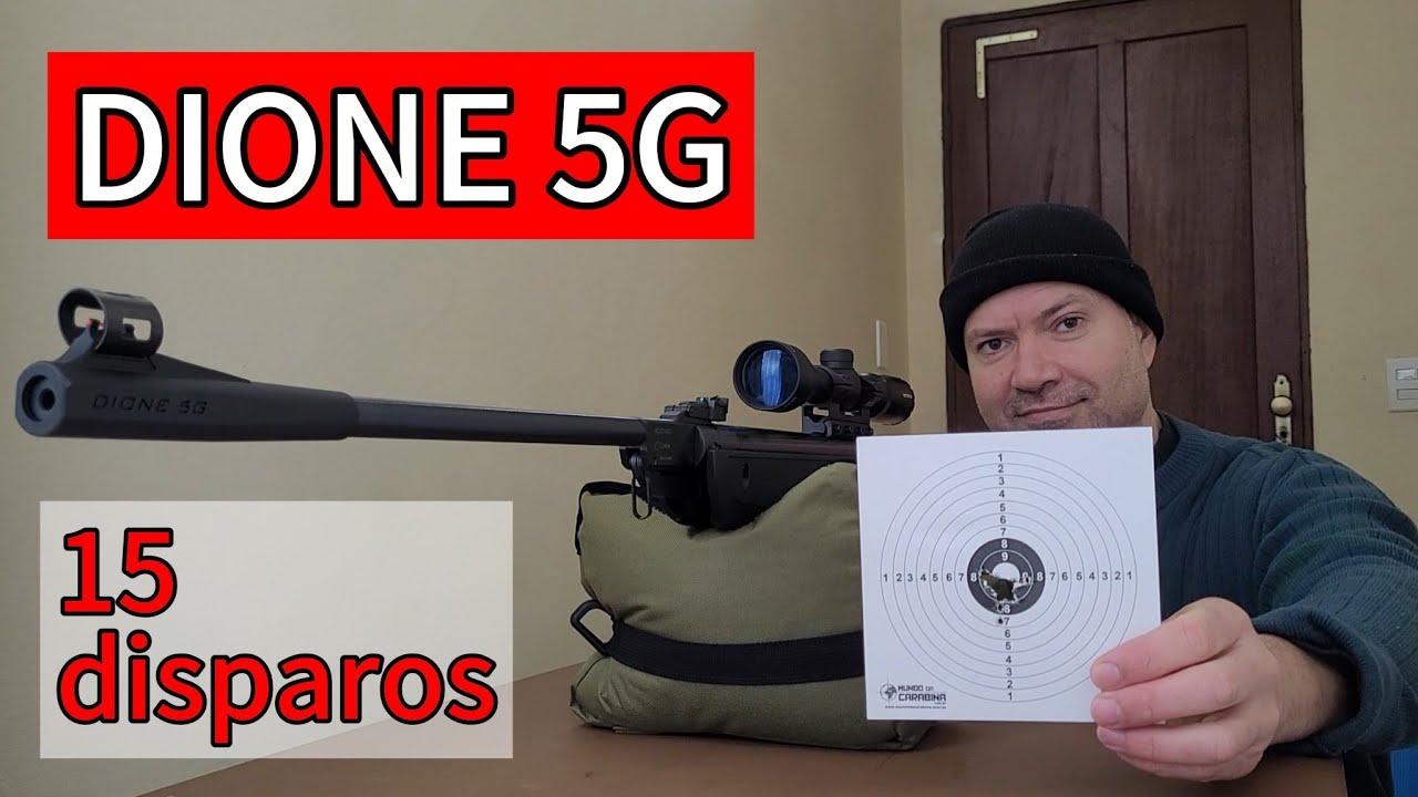 15 disparos com a DIONE 5G - Agrupamento 10 metros