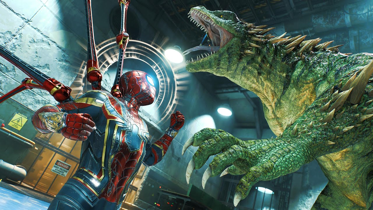 Iron Spider (MCU) Vs Lizard in Sewers - Marvel's Spider-Man 2