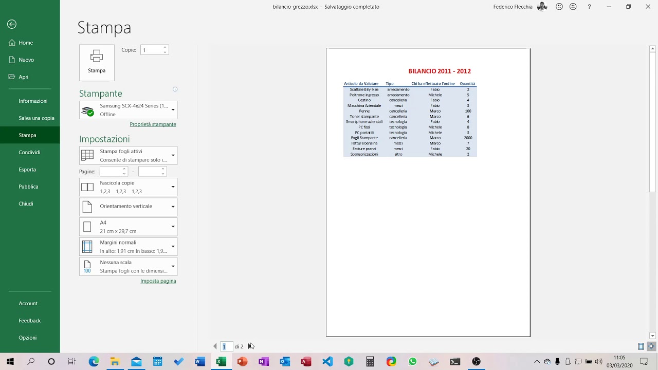 Microsoft Excel: Bilancio (base)