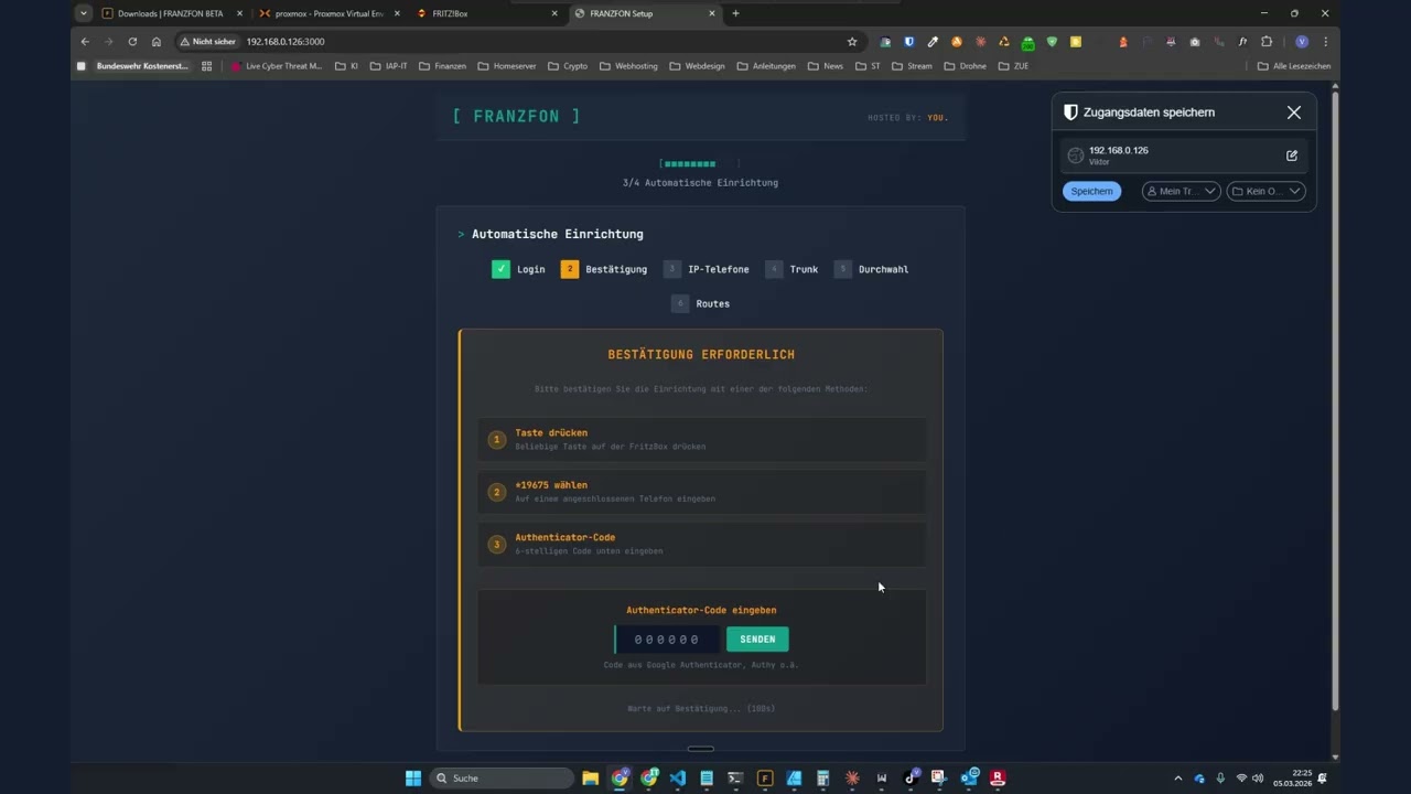 FRANZFON   Installation TK Anlage auf PROXMOX
