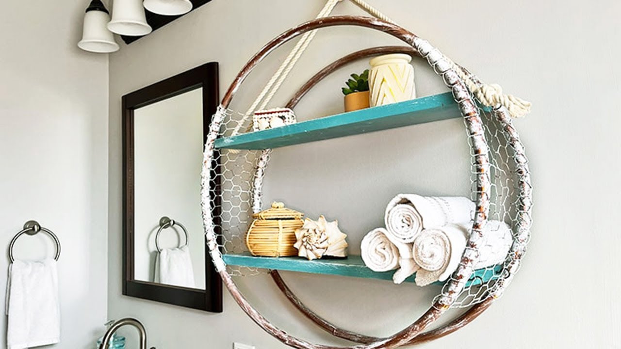 #Craftidly - Farmhouse Hula Hoop Shelf DIY