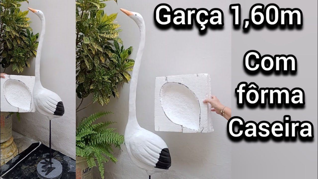 Garça com fôrma caseira faça você mesmo / garça de cimento 