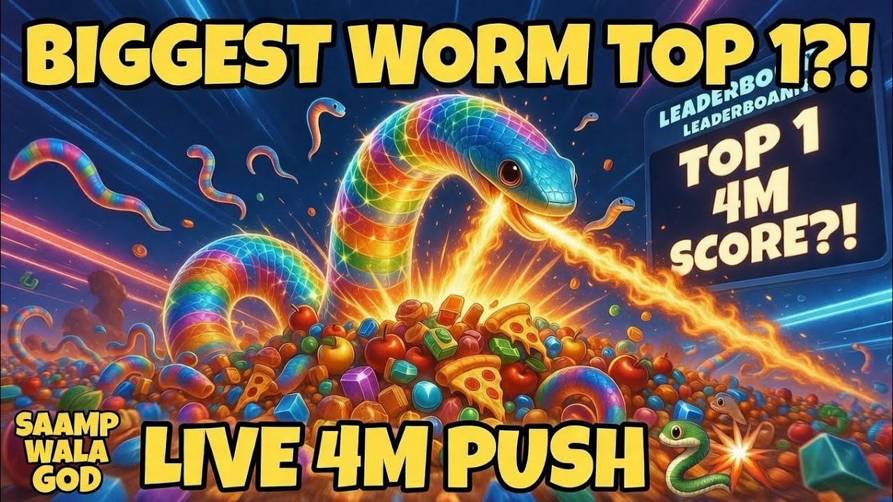 🔴 Saamp Wala Worms Zone LIVE – 4M Score TOP 1 Biggest Worm EVER! 🐍💥😂