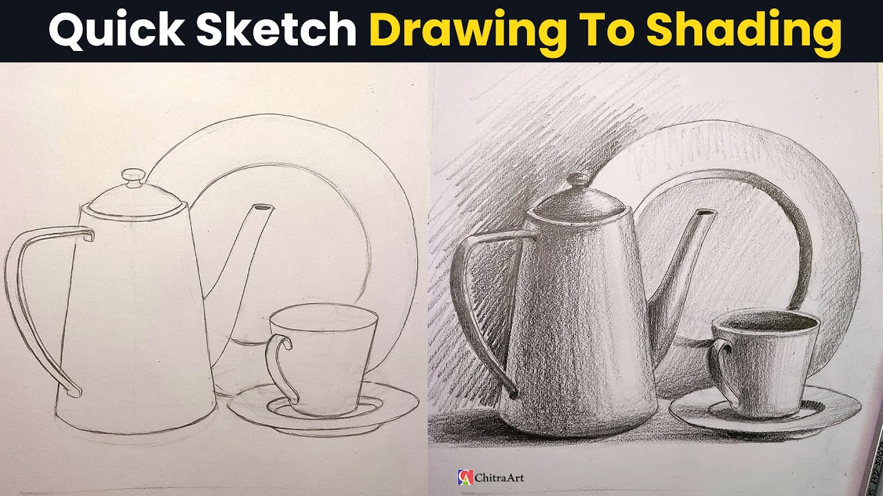 Fast Sketch Still Life Drawing with Pencil Shading Step by Step | Elementary Object Drawing