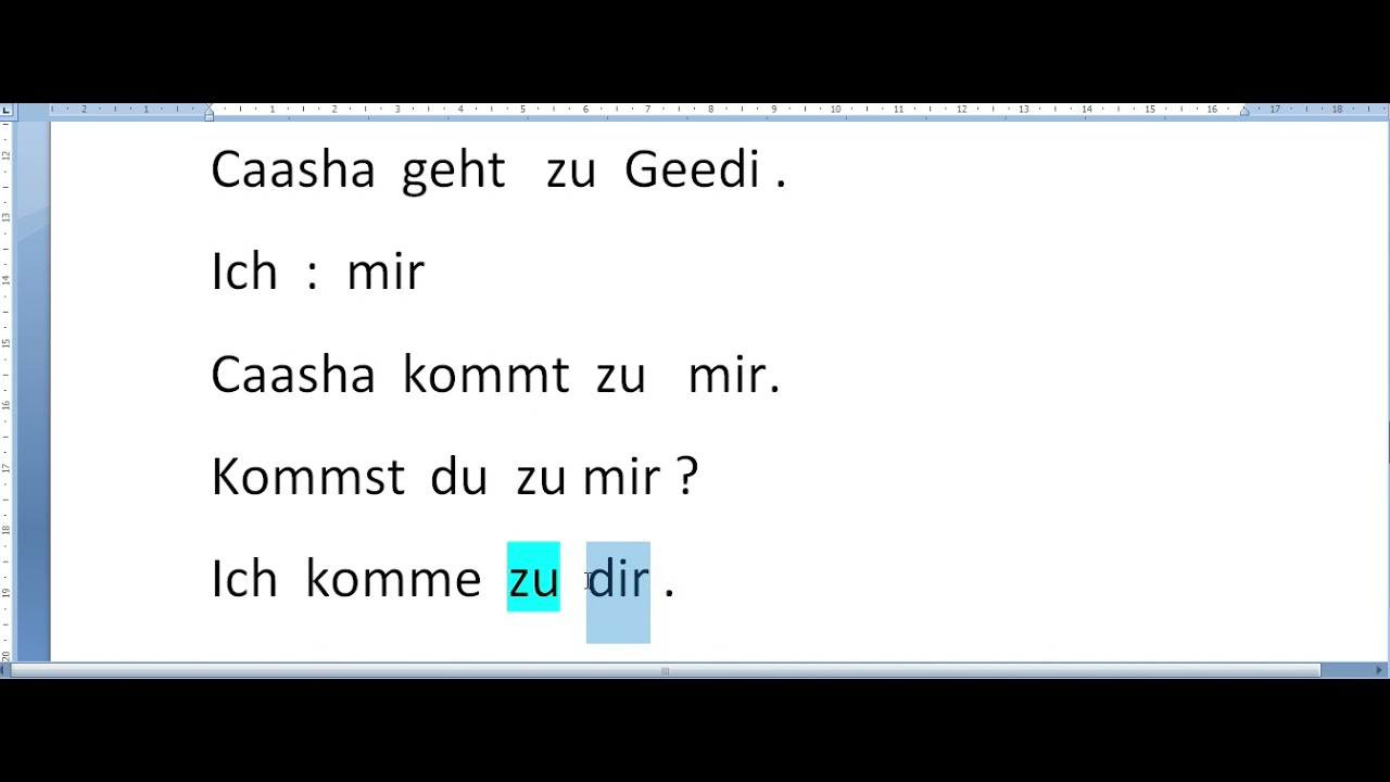 bei oder zu casharki labaad Barashada Af ka Jarmalka A2 bis B1