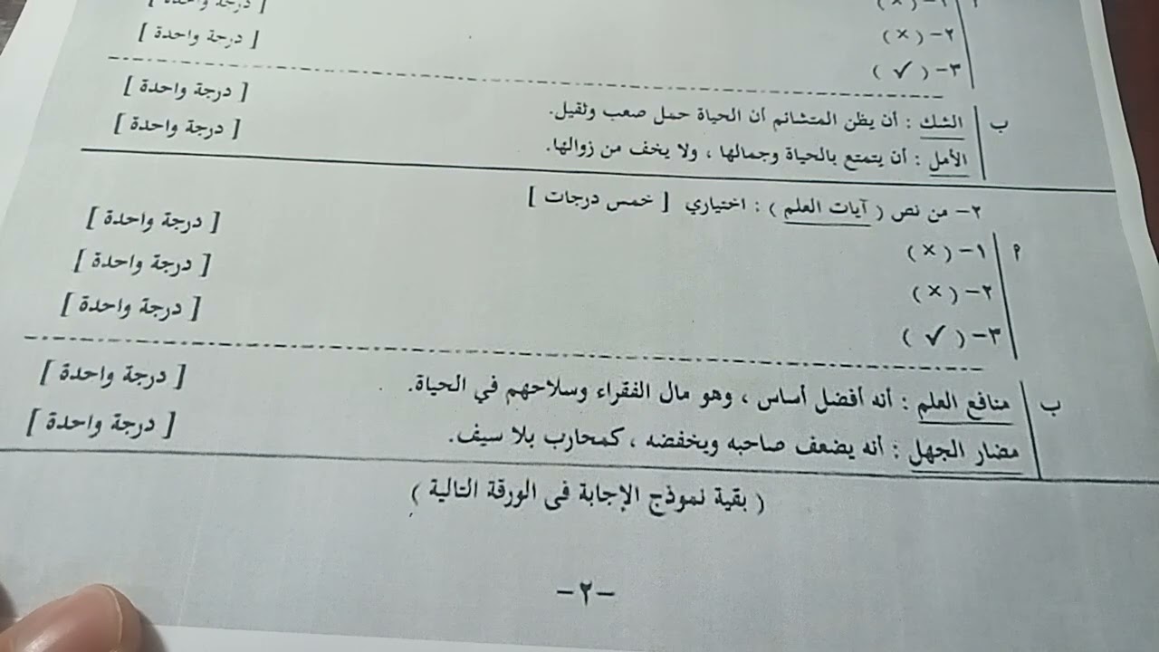 نموذج إجابة امتحان اللغة العربية محافظة الشرقية 2025