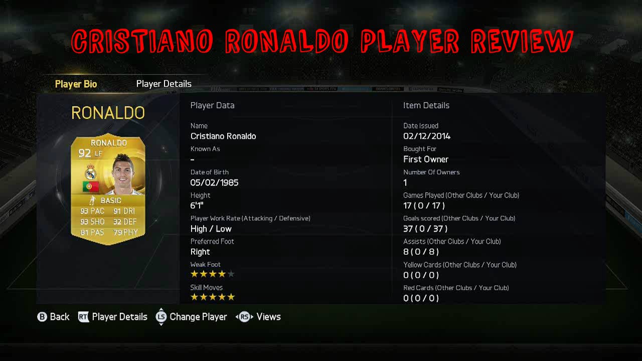 FIFA 15 ULTIMATE TEAM CRISTIANO RONALDO PLAYER REVIEW