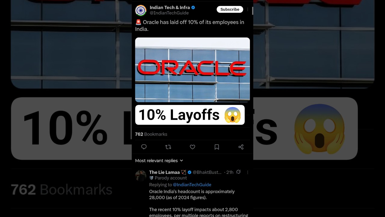 Oracle has laid off 10% of its employees in India. #layoffs #tech