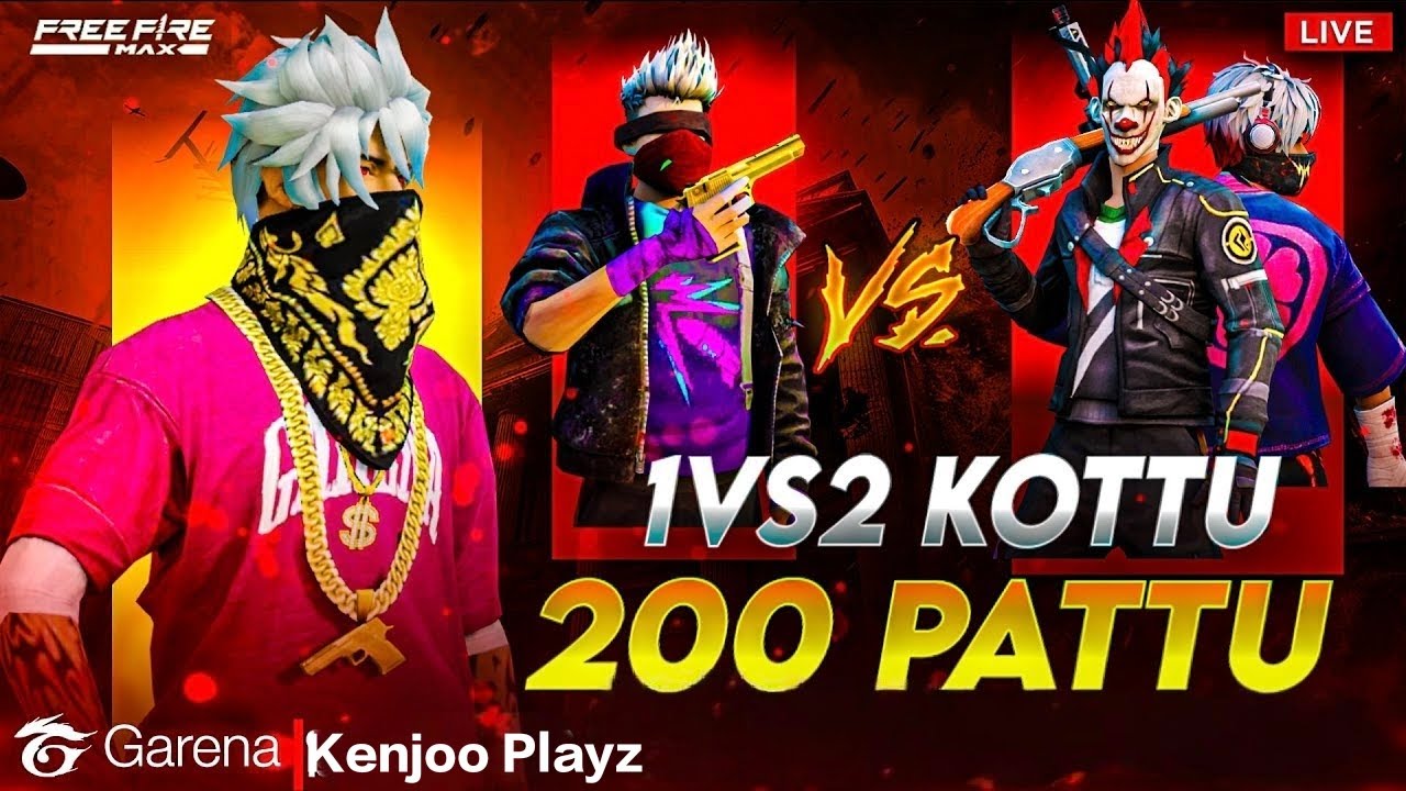 🤑1vs2 Kottu 200 Pattu Big Giveaway Free fire live in Telugu❤️✨💸