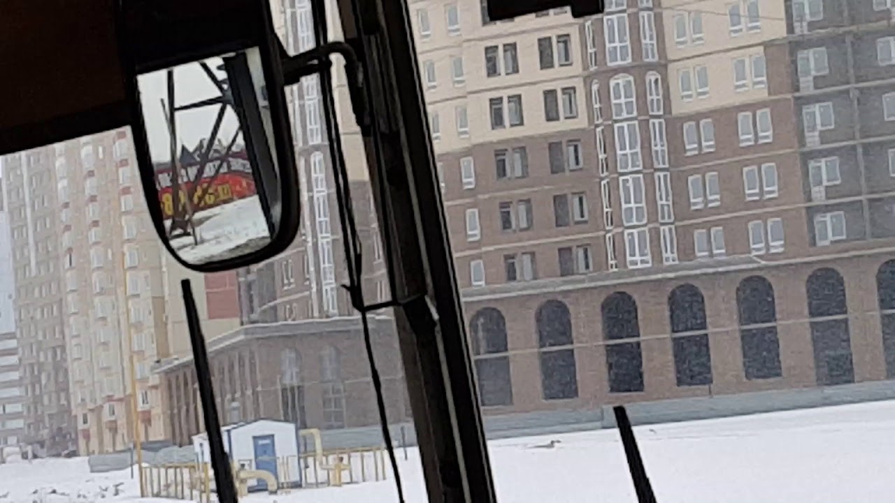 От ост. Тропинка до пос. Искра на рейсовом автобусе зимой. Курск.