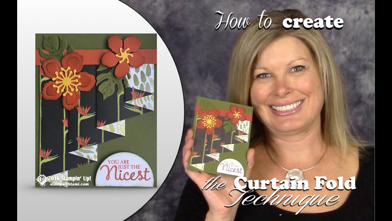 How to make the Curtain / Drapery Fold Technique Card featuring Stampin Up Botanical Buidlers Bundle