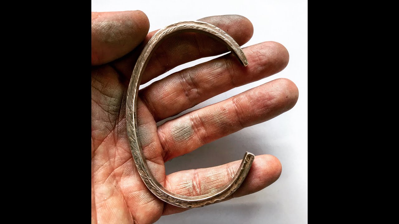 Mens Silver Cuff Bracelet | men's designer anvil hammered biker / rocker bracelet by LUGDUN ARTISANS