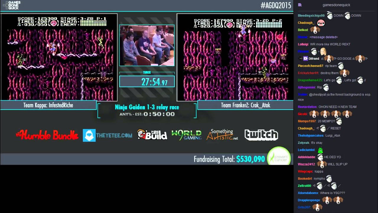 AGDQ 2015 - Ninja Gaiden Relay Race! Team Kappa vs Team FrankerZ