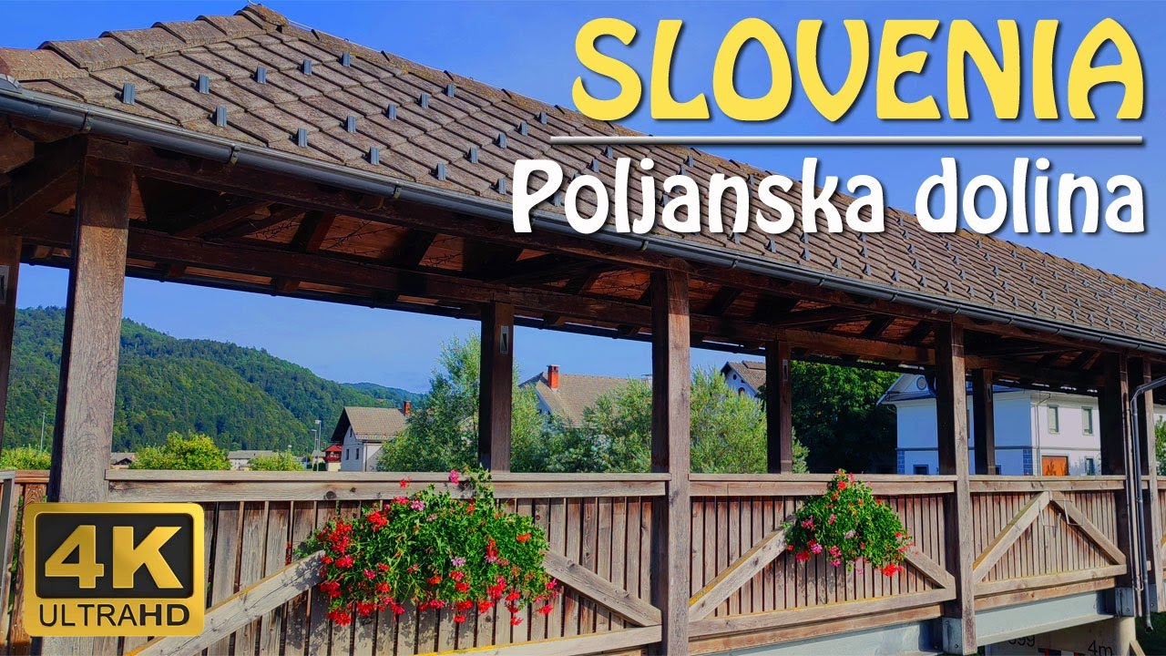 Poljanska Dolina - River Walk and Relaxing Fountain - Wonderful Slovenia to Explore and Vacation 4K