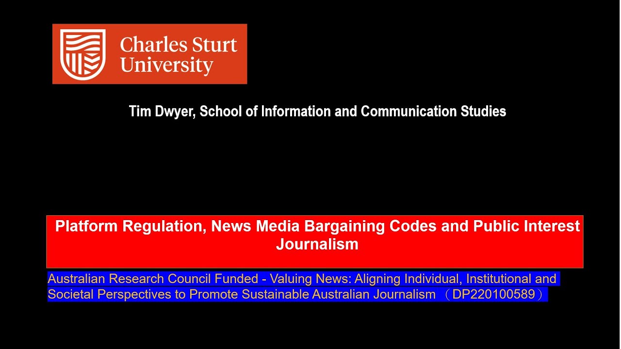 SICS Seminar: Platform Regulation, News Media Bargaining Codes and Public Interest Journalism