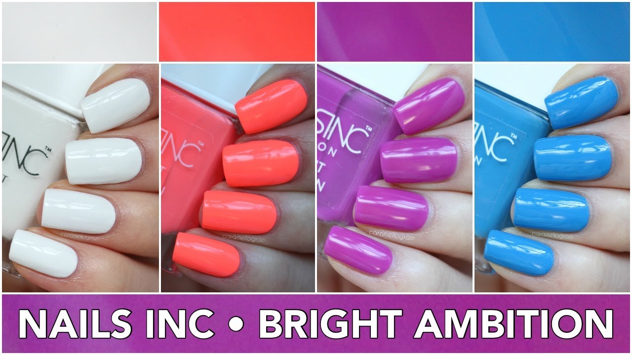 NAILS INC. Bright Ambition Collection Live Swatches & Nail Art || caramellogram