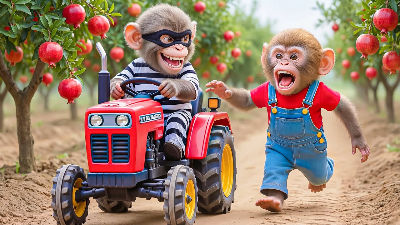 🔥🐒 Monkey NaNa Pomegranate Harvest EXPLODES Into Chaos &mdash; A Farm Thief Triggers a Wild Chase! 🍎🚨💥