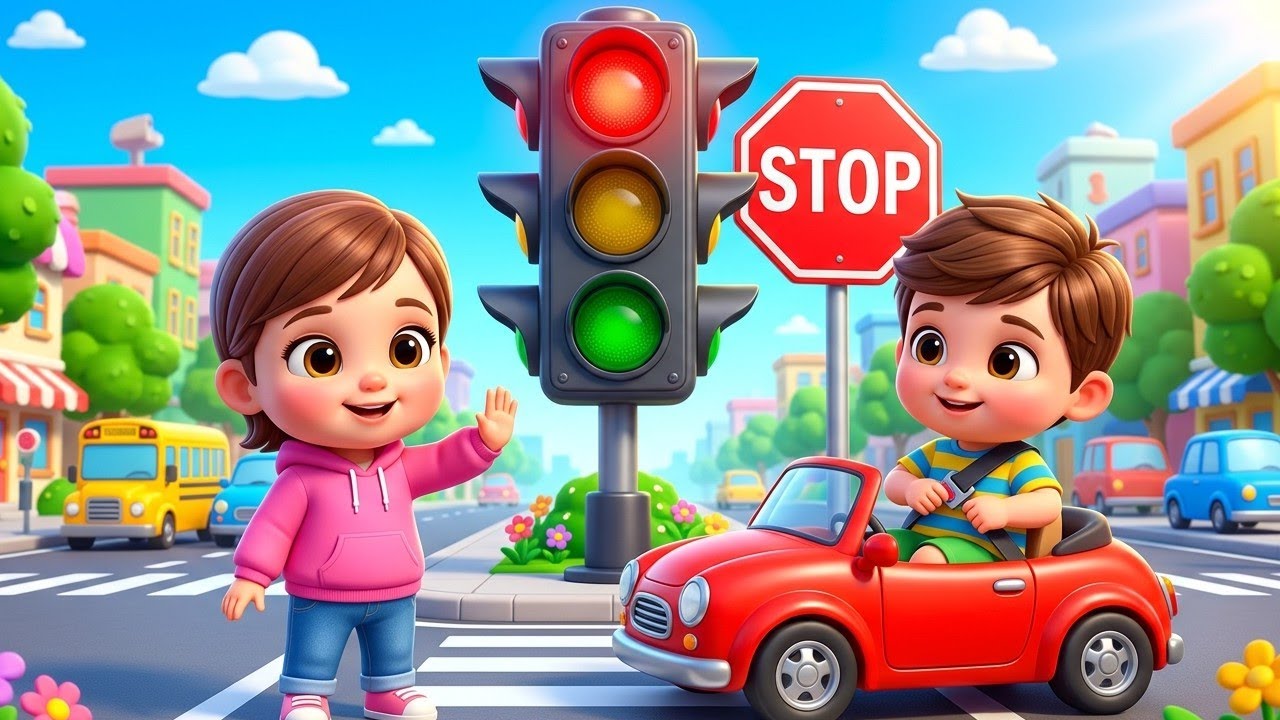 Traffic Light & Road Safety Rules for Kids 🚦 | Red Stop, Yellow Wait, Green Go! | Zebra Crossing
