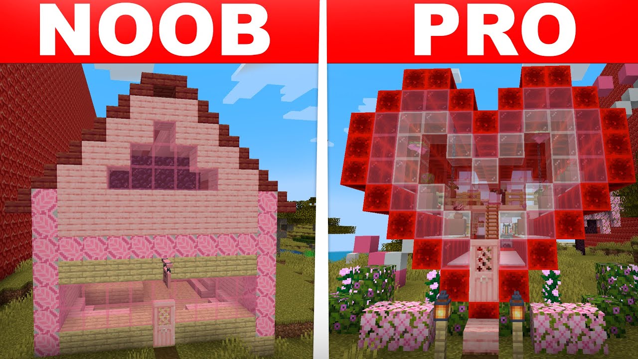 Building CUPID's House in Minecraft! Noob Vs Pro Build Battle