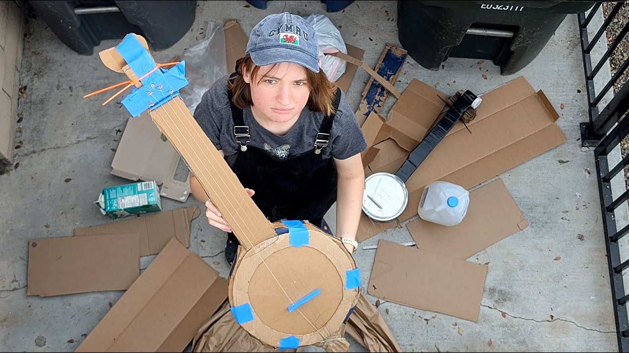 I built a WORKING banjo out of cardboard!