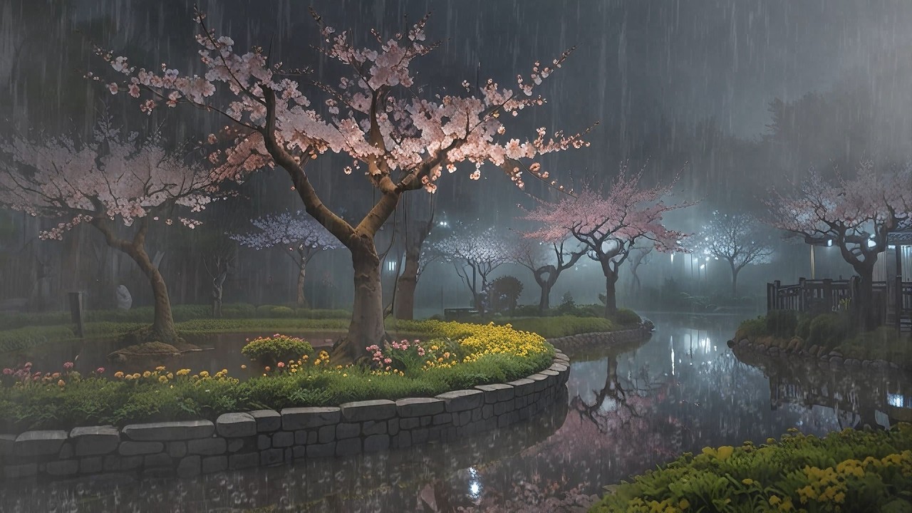 Relaxing Rain in a Flower Garden 🌧️ Calm Nature Ambience for Sleep, Focus and Study