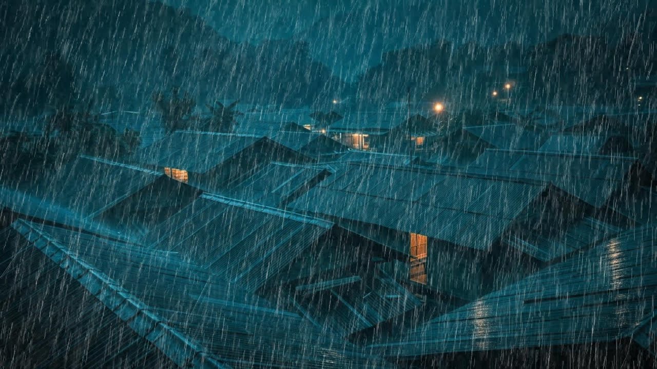 No Ads Rain Sounds for Sleeping - ASMR Violent Rain On Tin Roof for Deep Night Anxiety Reset