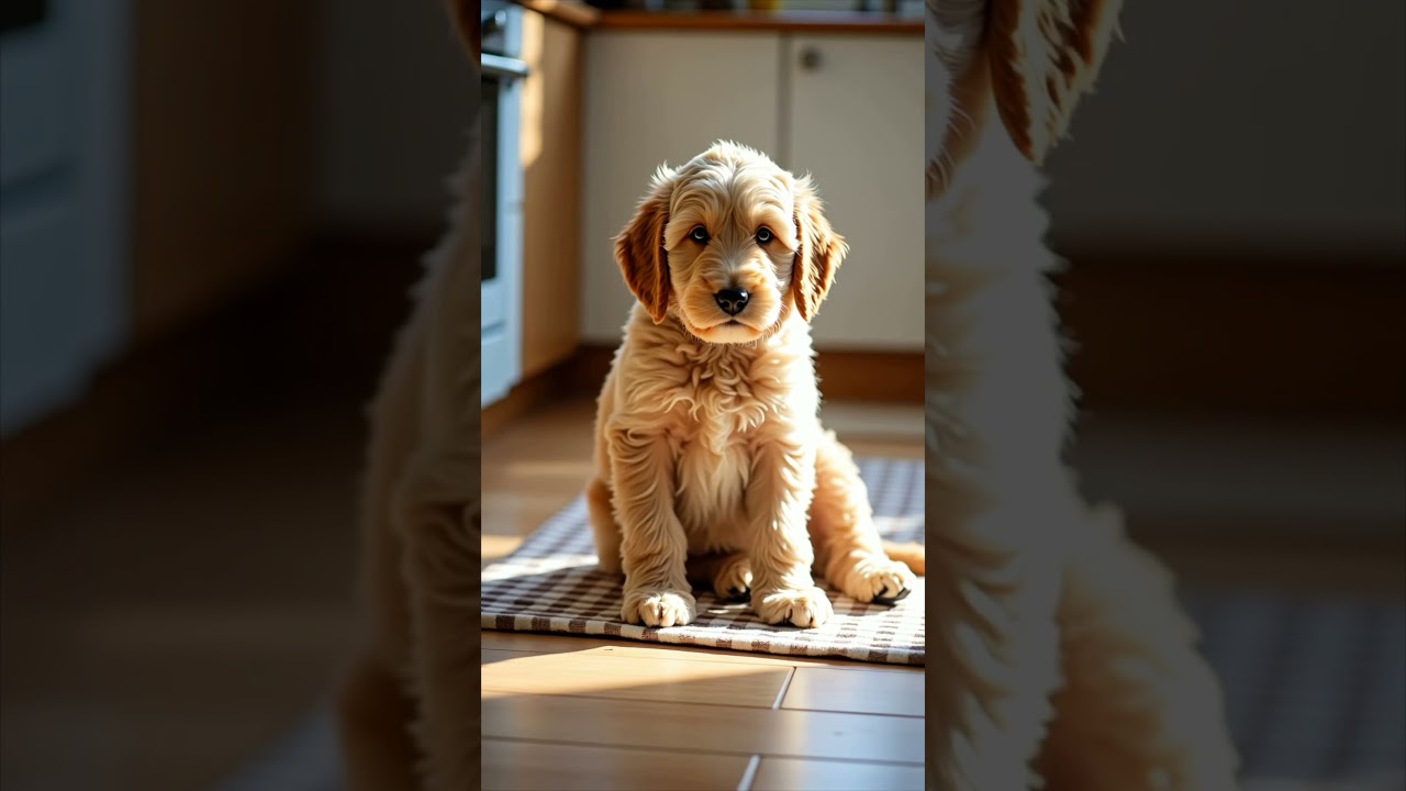 🏡 Fluffy Labradoodle Puppy Relaxing Indoors | Cozy Calm Dog Moment #Shorts