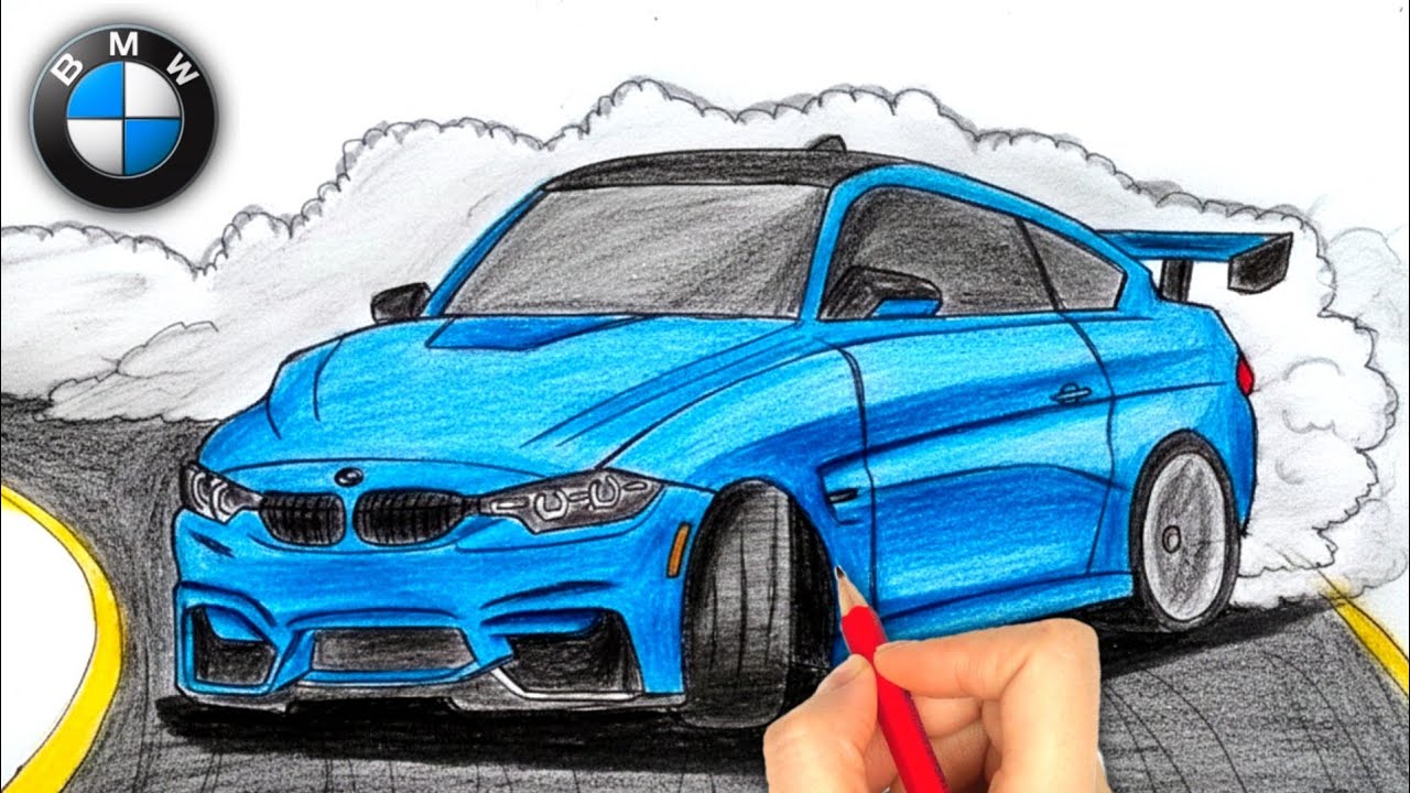  Drawing a Bmw M3 F80 Drifting With Only One Pencil