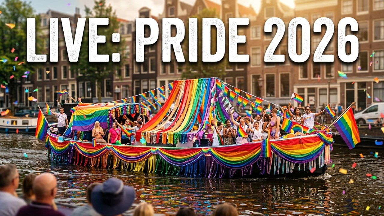 LIVE: Amsterdam Canal Parade 2026. Pride Boat Parade on Prinsengracht