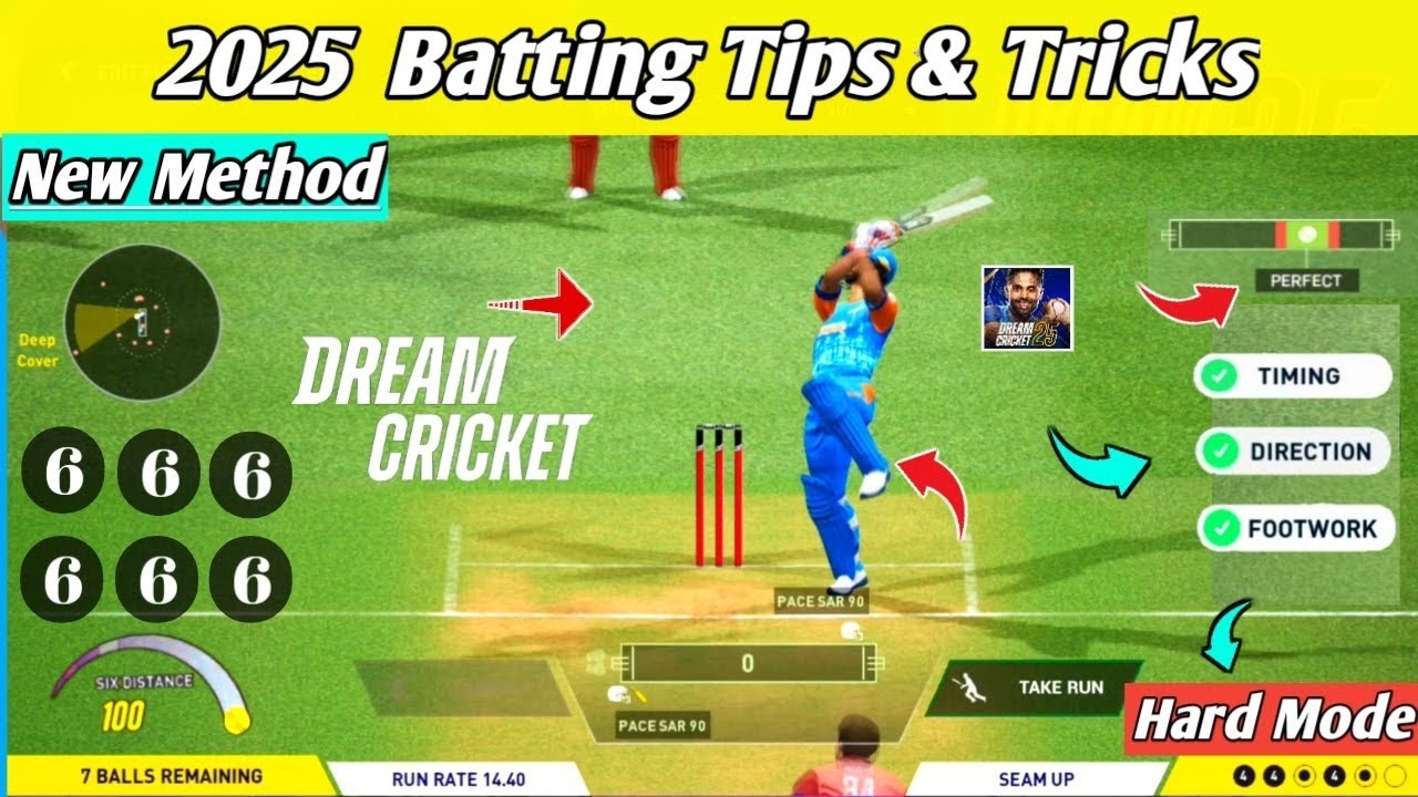 Dream Cricket 25 Batting Tips and Tricks in Hard mode🔥Multiplayer🔥Quick Play🔥🔥